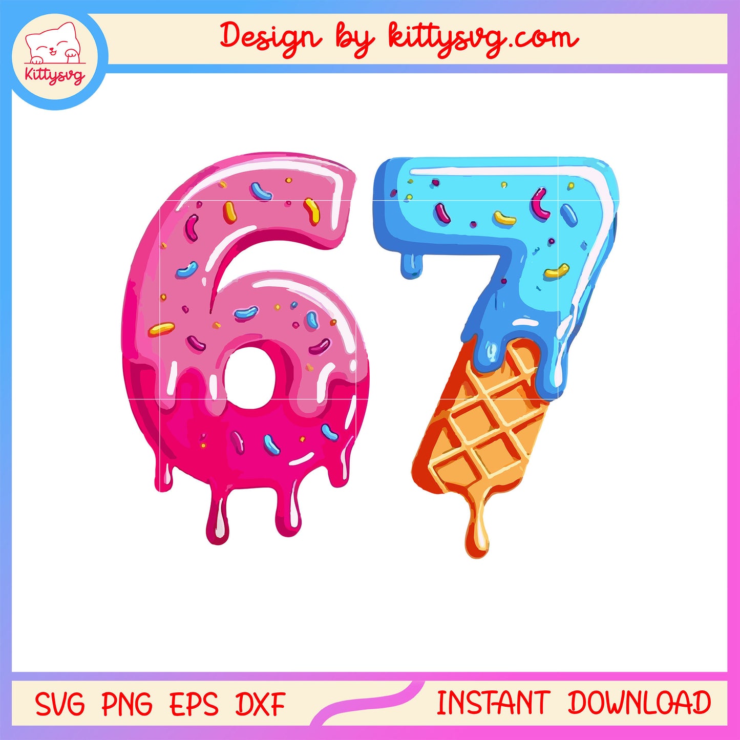 Six seven ice cream design svg, seven seven six svg