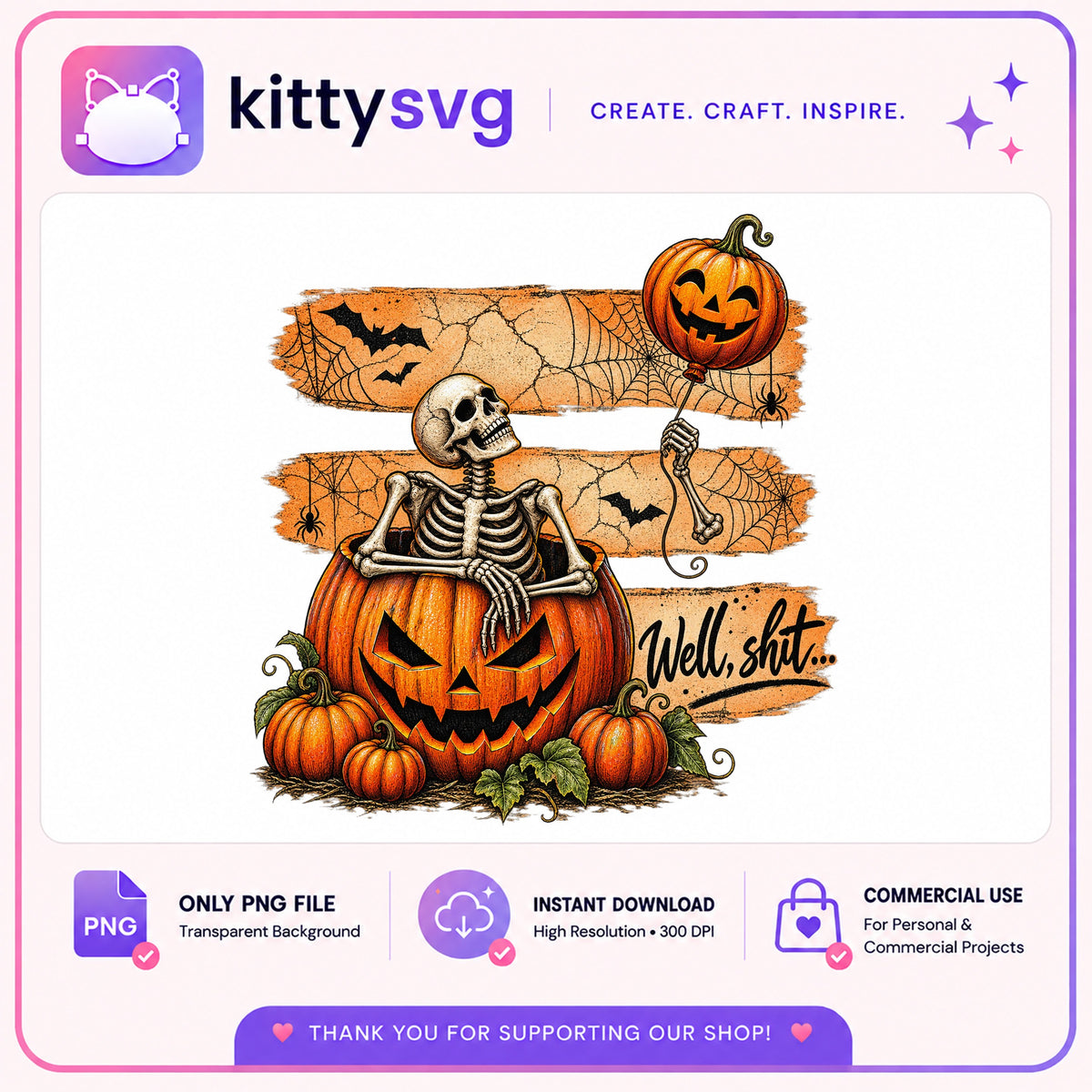 Skeleton In Pumpkin Halloween PNG, Funny Halloween PNG, Spooky Season PNG