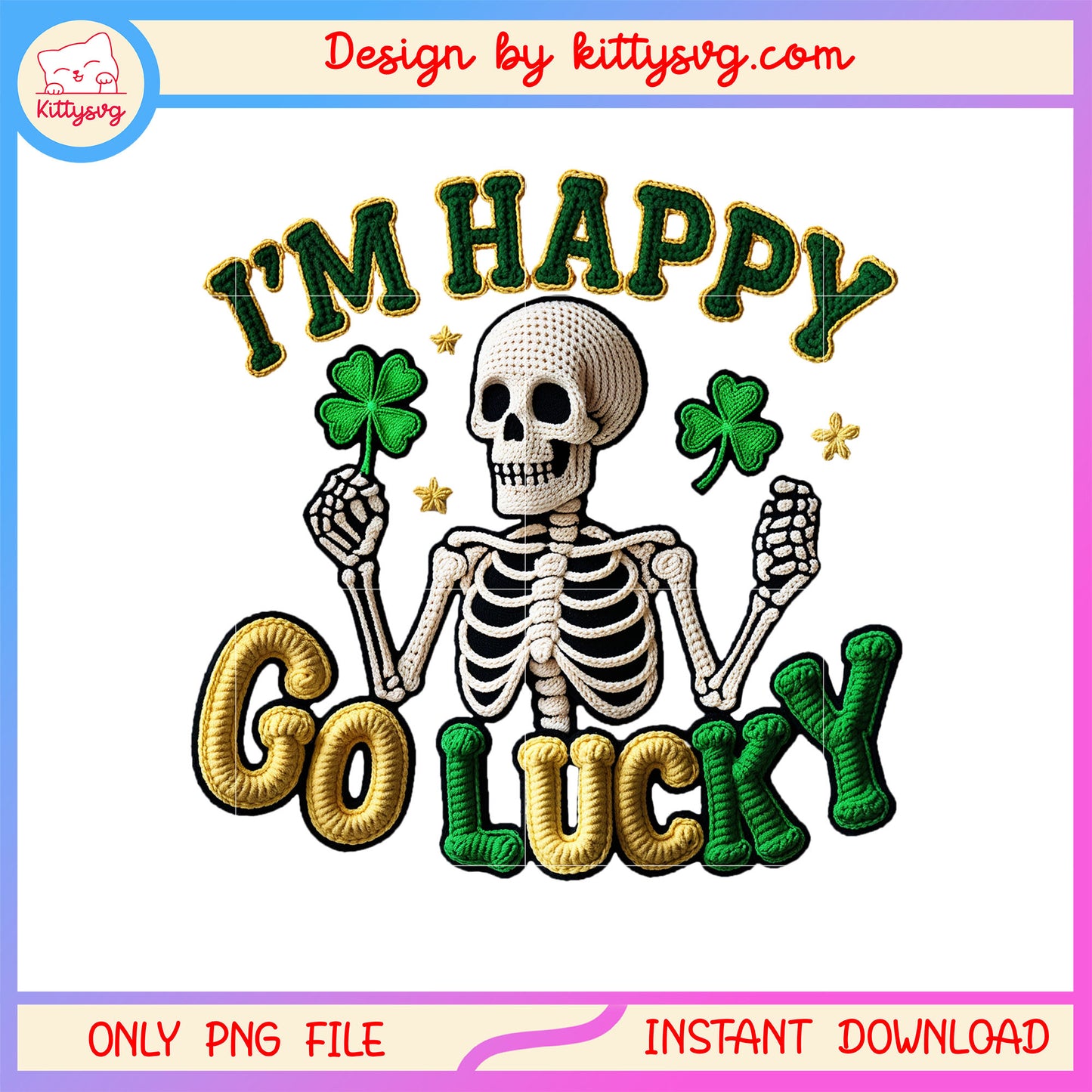Skeleton and clover png, st patrick's day skeleton png