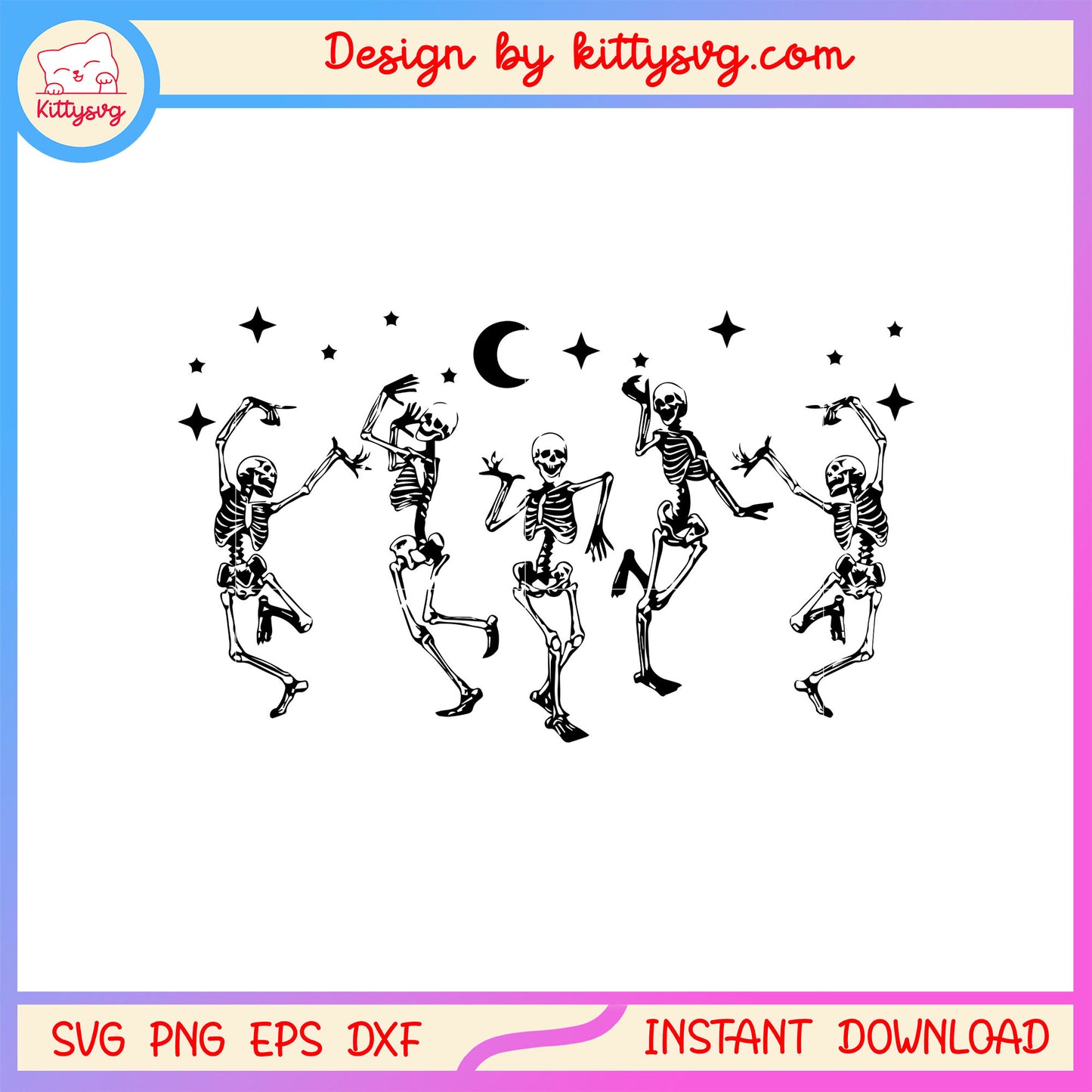 Skeleton dancing in the moon svg, human skeleton svg