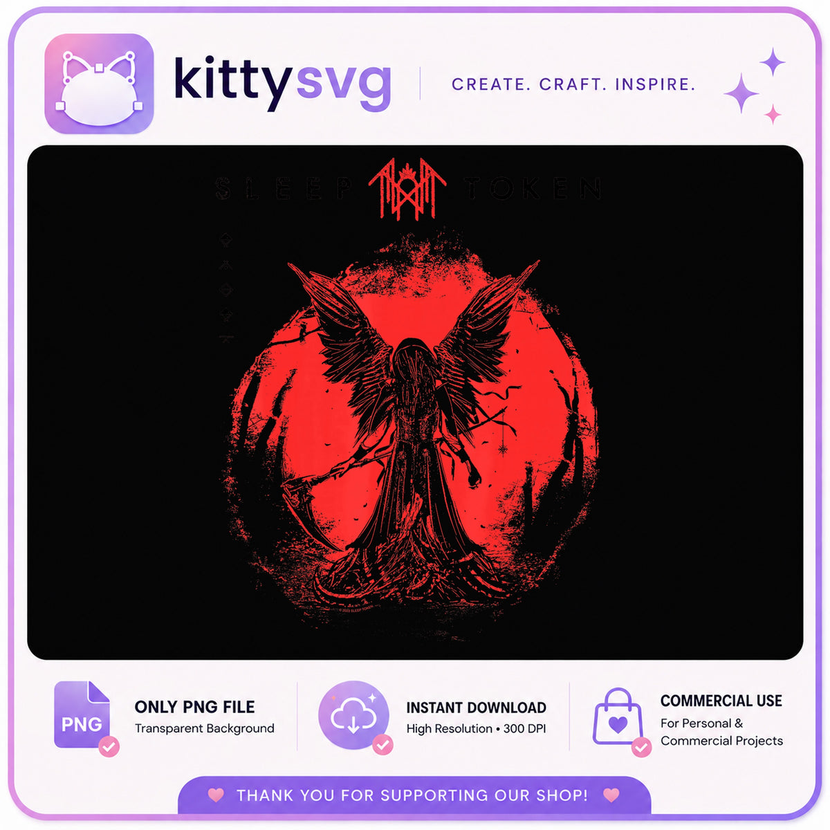 Sleep Token Dark Angel PNG, Rock Band Graphic, Music Fan PNG