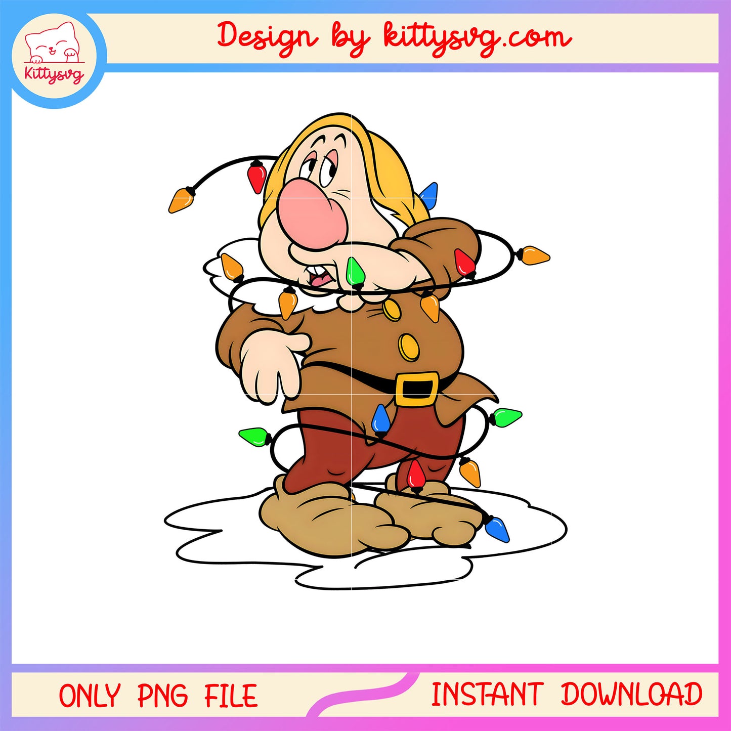 Sneezy dwarf disney christmas light png, sneezy snow white png