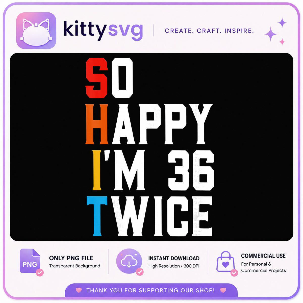 So Happy Im 36 Twice PNG, Funny 72nd Birthday PNG, Sarcastic Birthday PNG