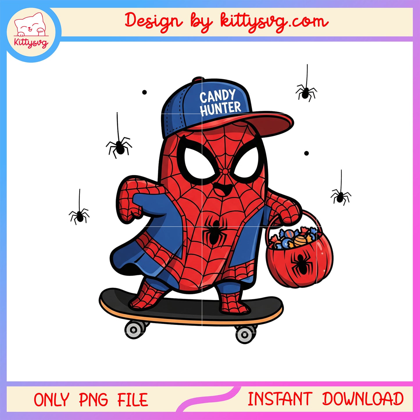 Spiderman skateboarding halloween png, spiderman halloween png