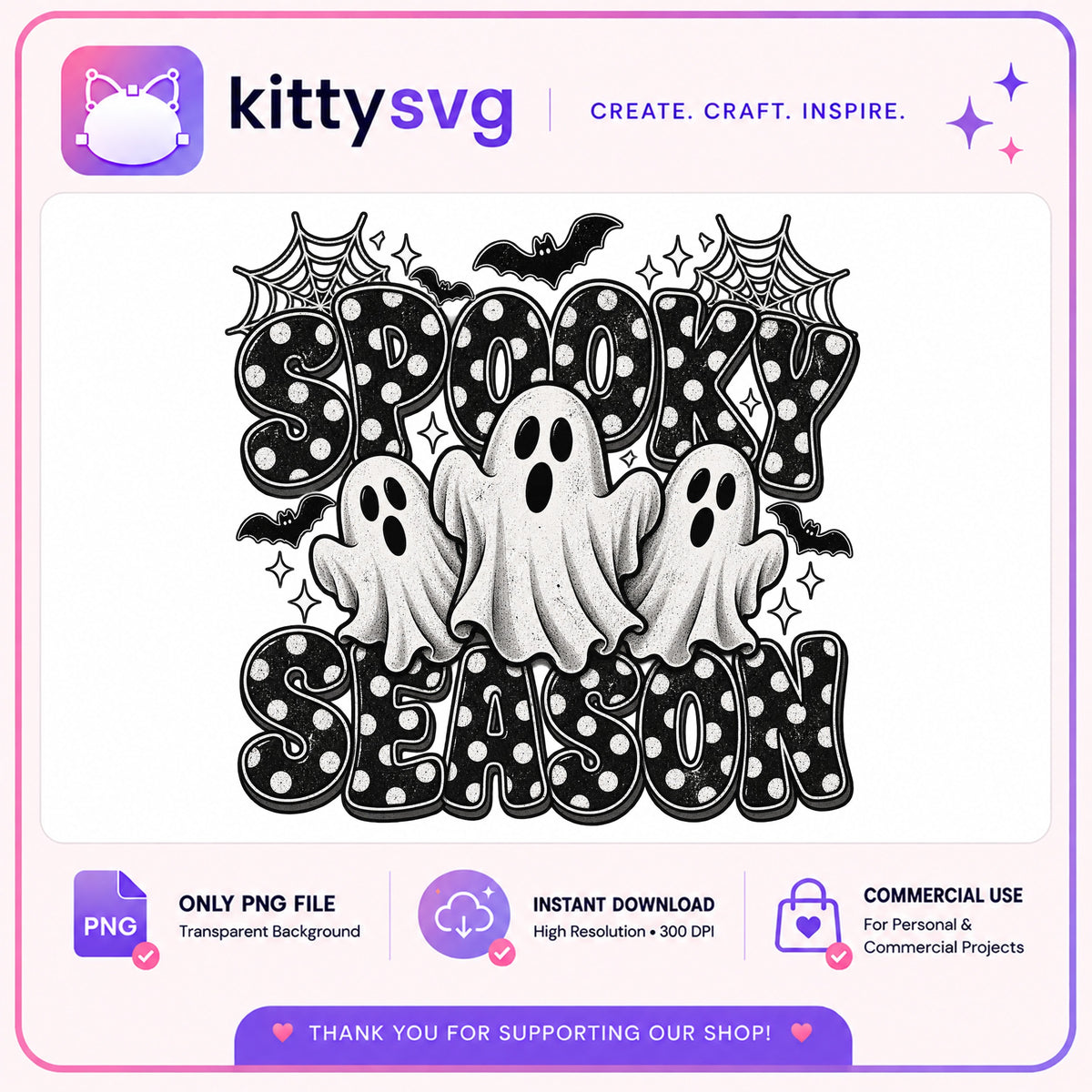 Spooky Season PNG, Halloween Ghost PNG, Retro Halloween PNG