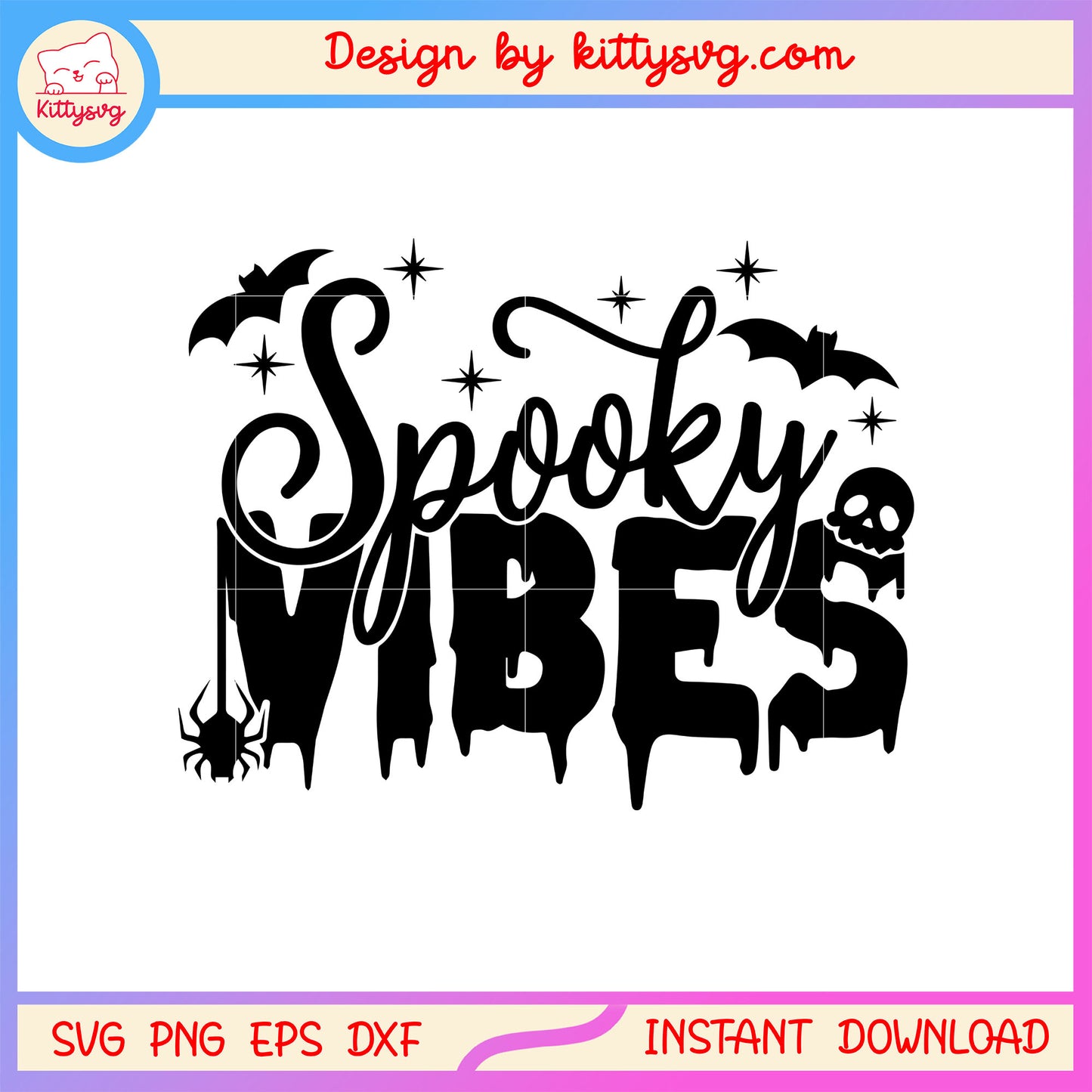 Spooky vibes halloween text design svg, happy halloween svg