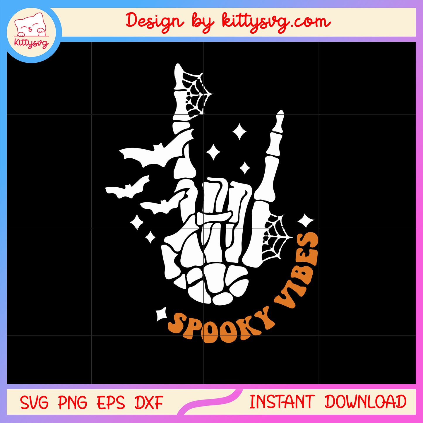 Spooky vibes skeleton hand design svg, happy halloween svg