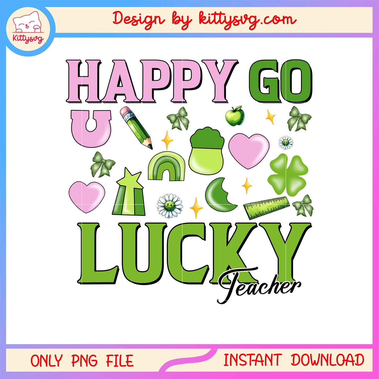 Sticker happy go lucky cute png, st patrick's day lucky charms png