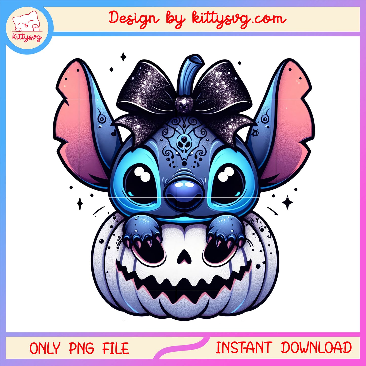 Stitch and pumpkin halloween png, horror pumpkin png
