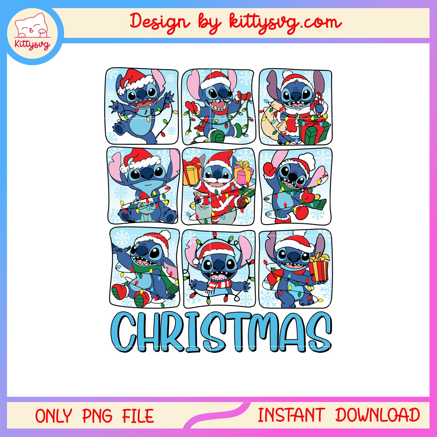Stitch disney with christmas ligths png, disney stitch png
