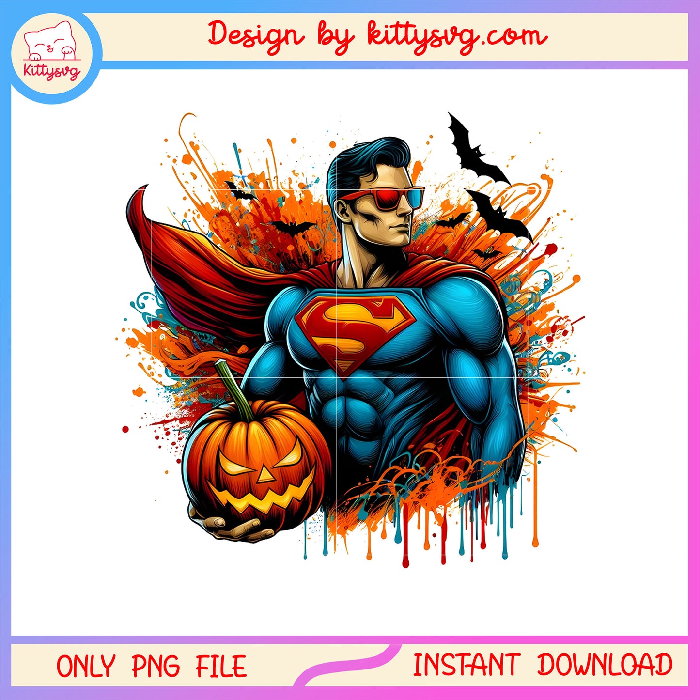 Superman halloween colorful png, superman avengers png