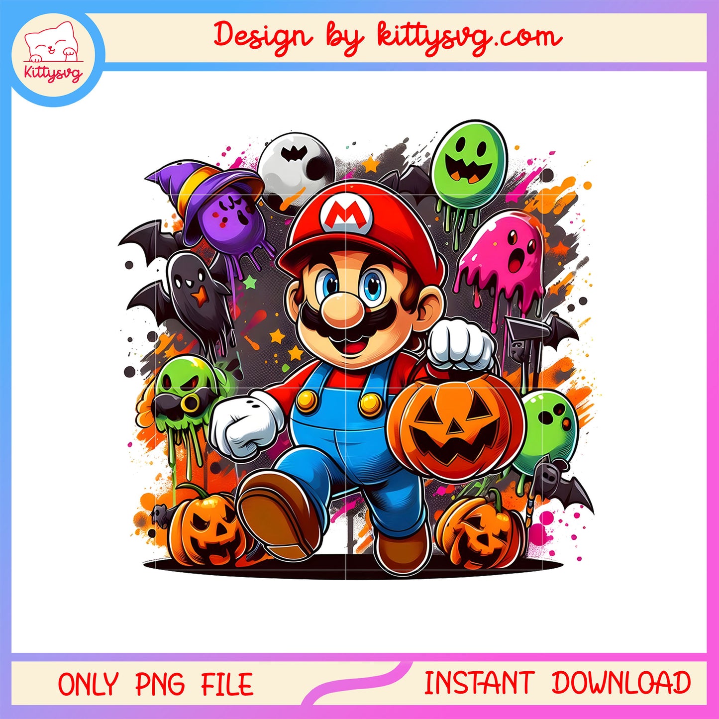 Super mario hallween pumpkin design png, halloween super mario png
