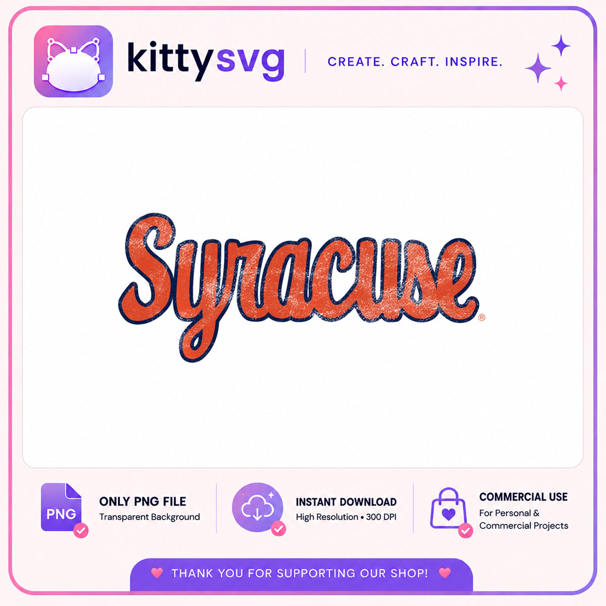 Syracuse Retro Script PNG, College Team Shirt PNG, Game Day PNG