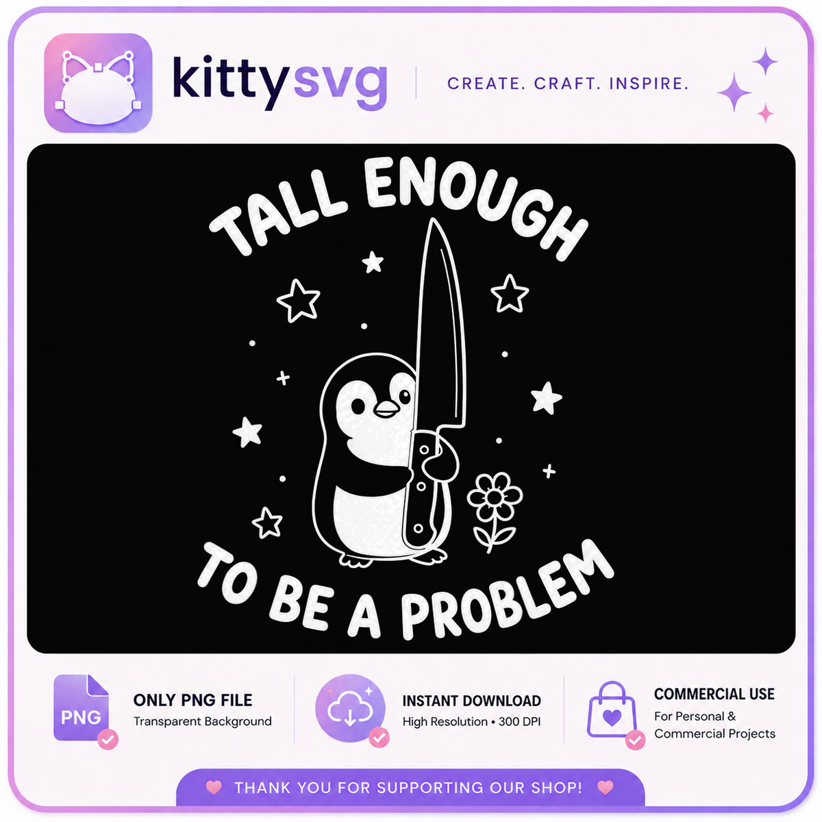 Tall Enough To Be A Problem PNG, Funny Penguin PNG, Sarcastic PNG