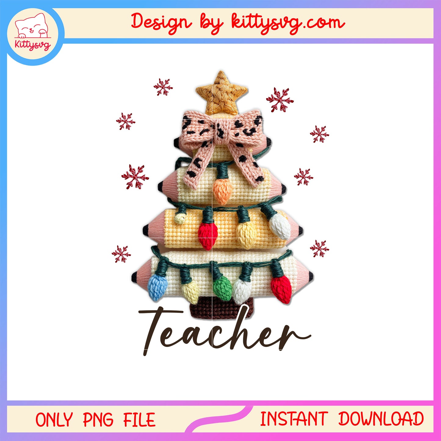 Teacher christmas star tree crochet png, christmas tree decoration png