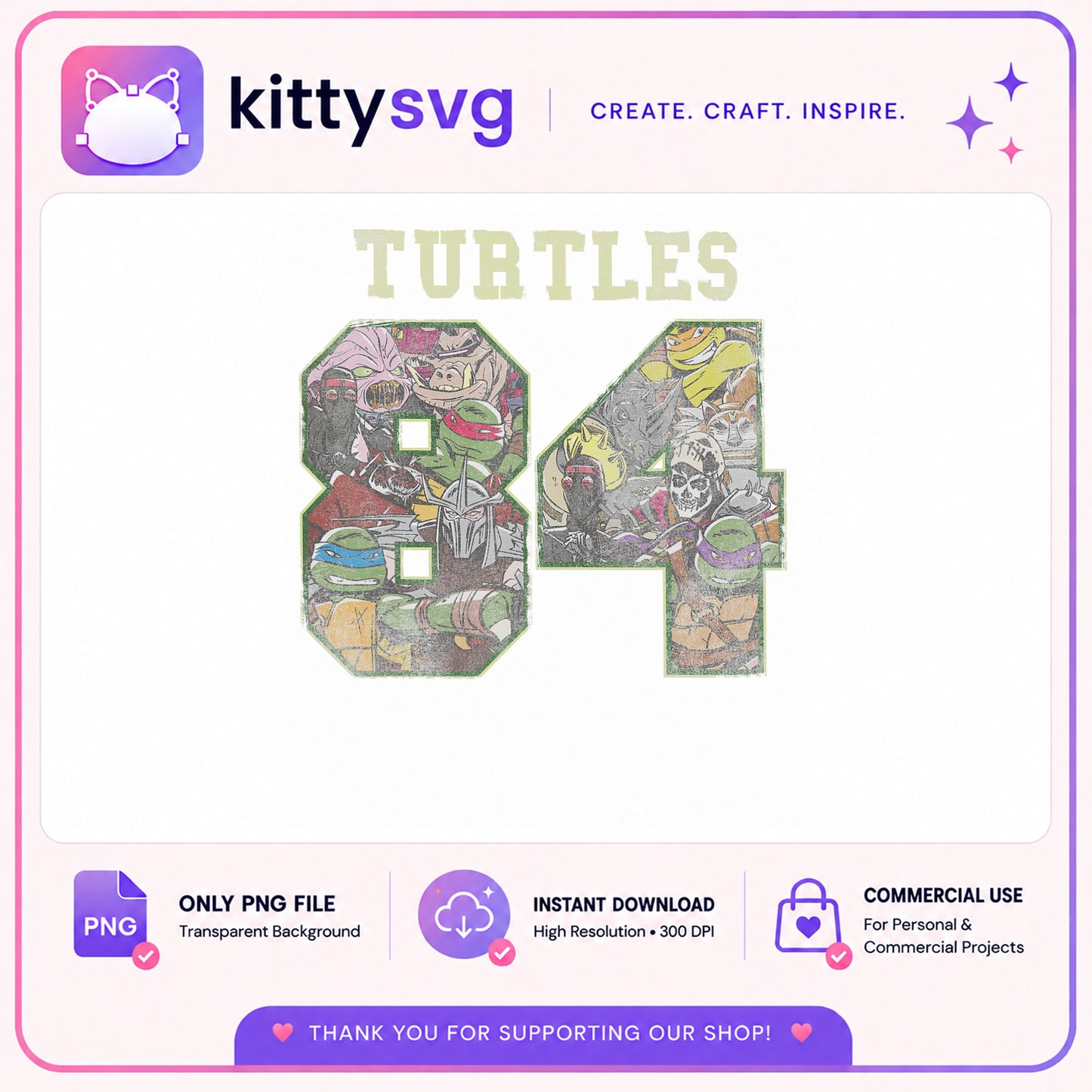 Teenage Mutant Ninja Turtles 84 PNG, TMNT Retro PNG, Vintage Turtles PNG