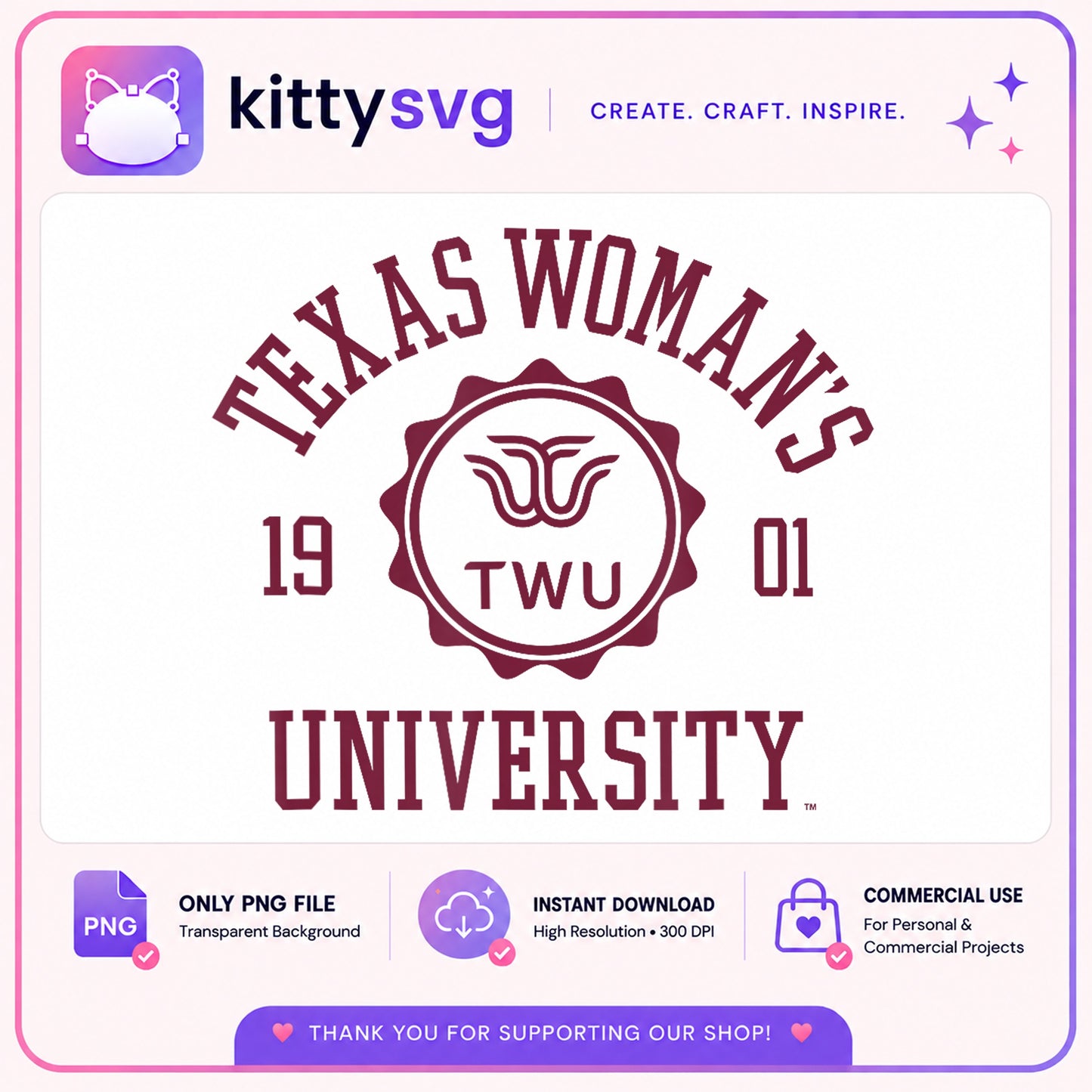 Texas Womans University PNG, TWU Pioneer PNG, College PNG