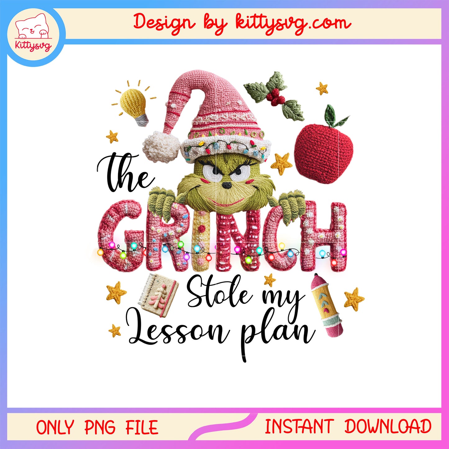 The grinch stole my lesson plan patchwork png, grinch stole christmas png