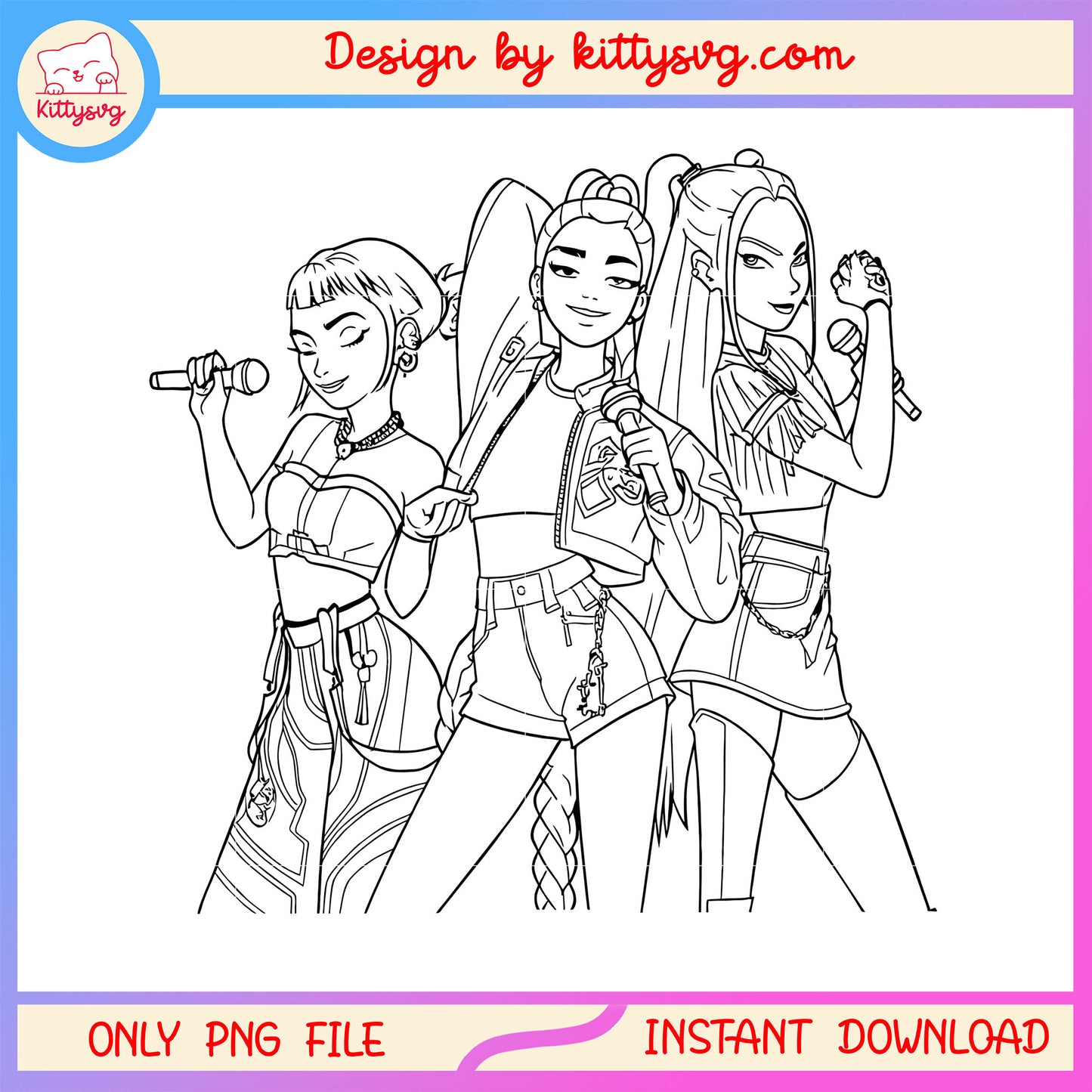 The huntrix group outline png, kpop huntrix group png