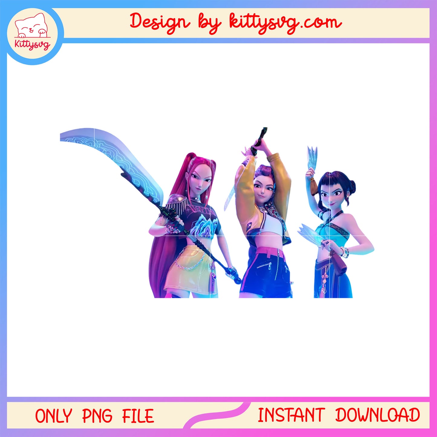 The huntrix hunter forms design png, kpop girl groups png