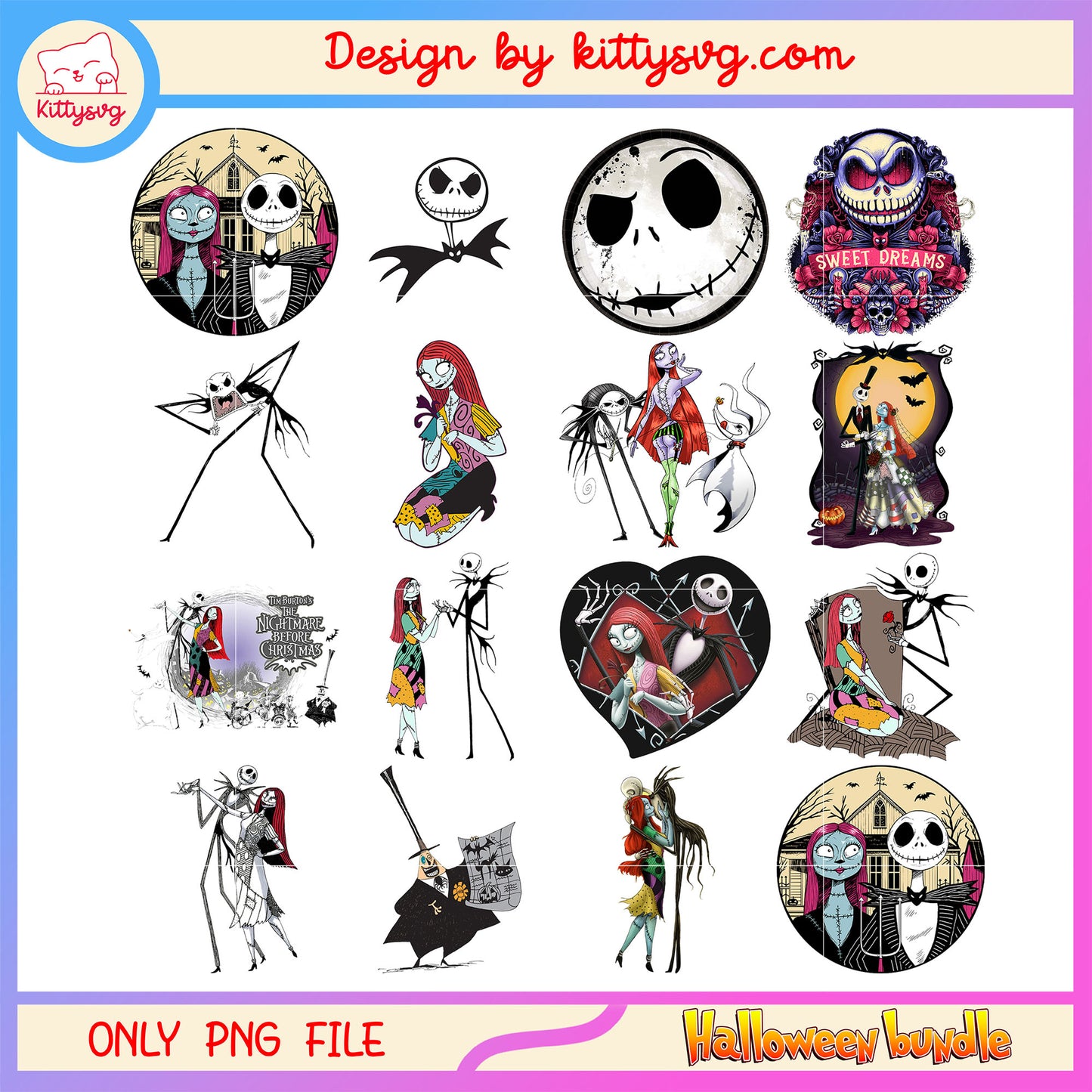 The nightmare before christmas bundle png, halloween jack skellington png