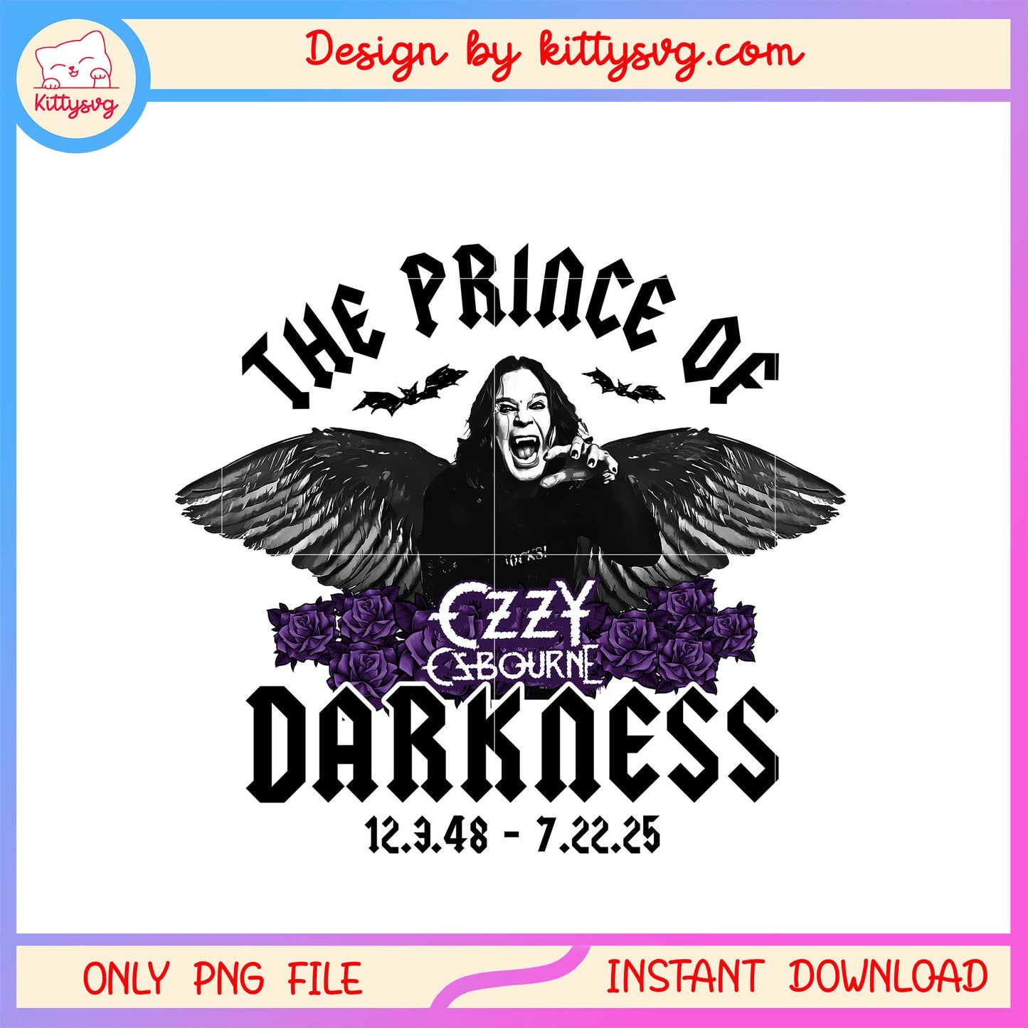 The prince of darkness design png, ozzy osbourne rip png