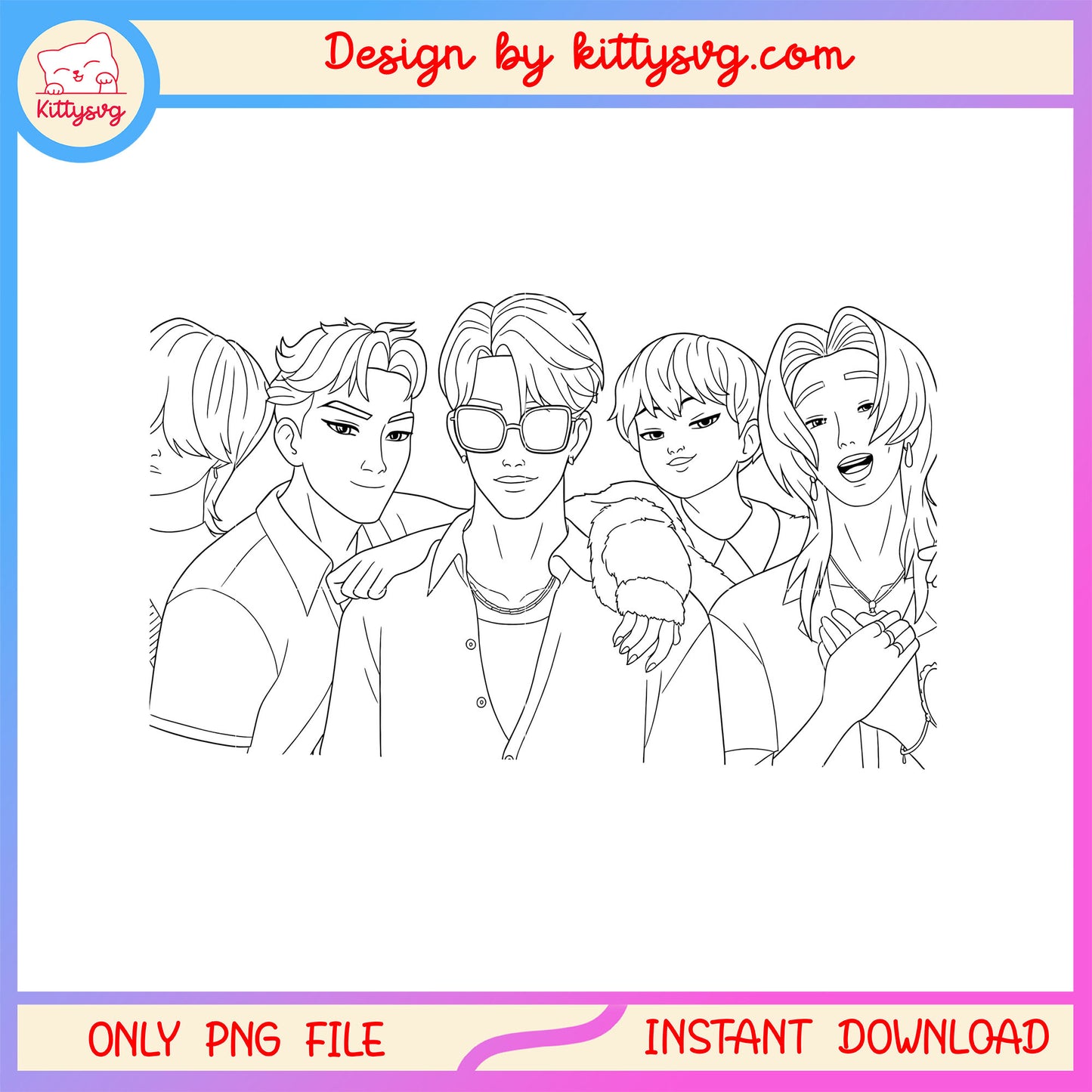 The saja boys group outline png, kpop demon hunter saja boy png