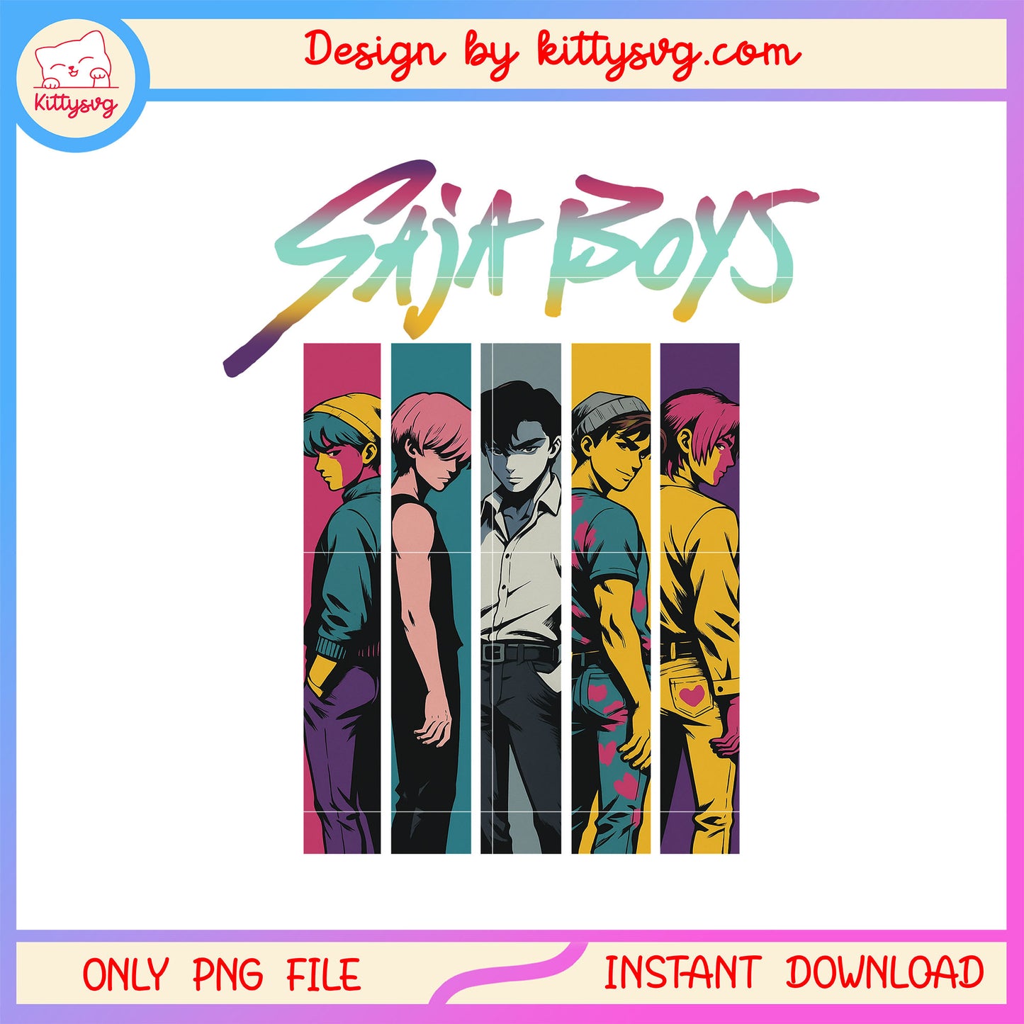 The saja boys retro design png, kpop demon hunters names png