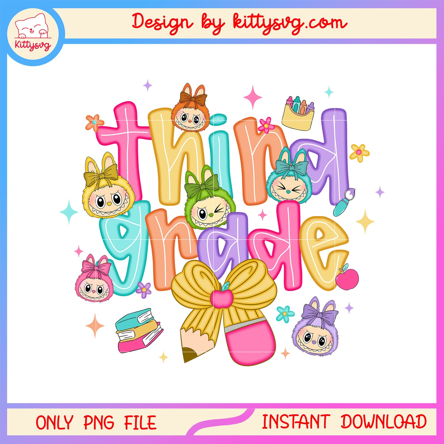 Third grade labubu monster clipart design png, labubu art png