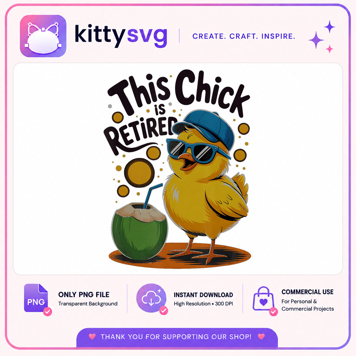 This Chick Is Retired PNG, Funny Retirement Gift, Retired PNG