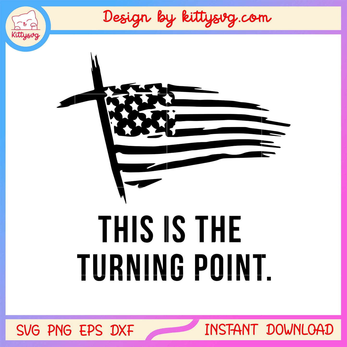 This is the turning point text design svg, america flag svg