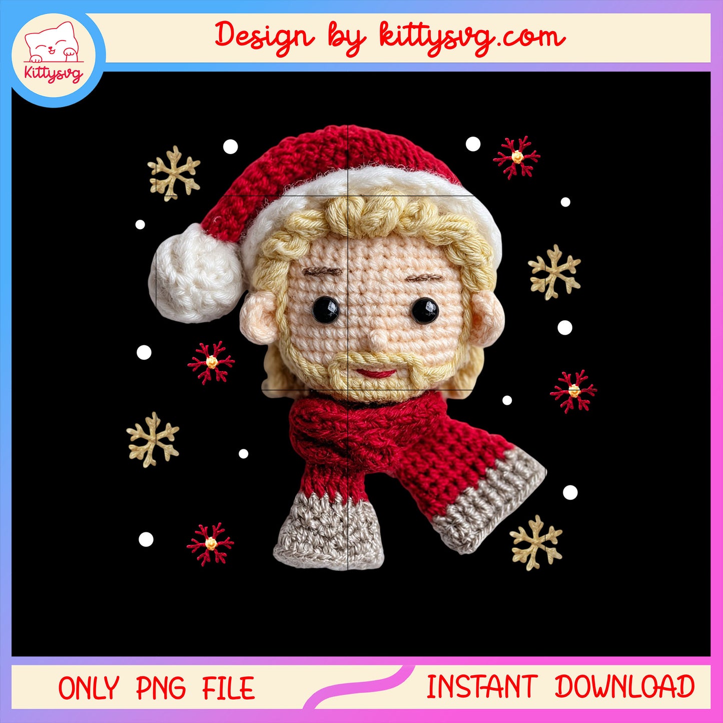 Thor face christmas patchwork png, marvel thor character png