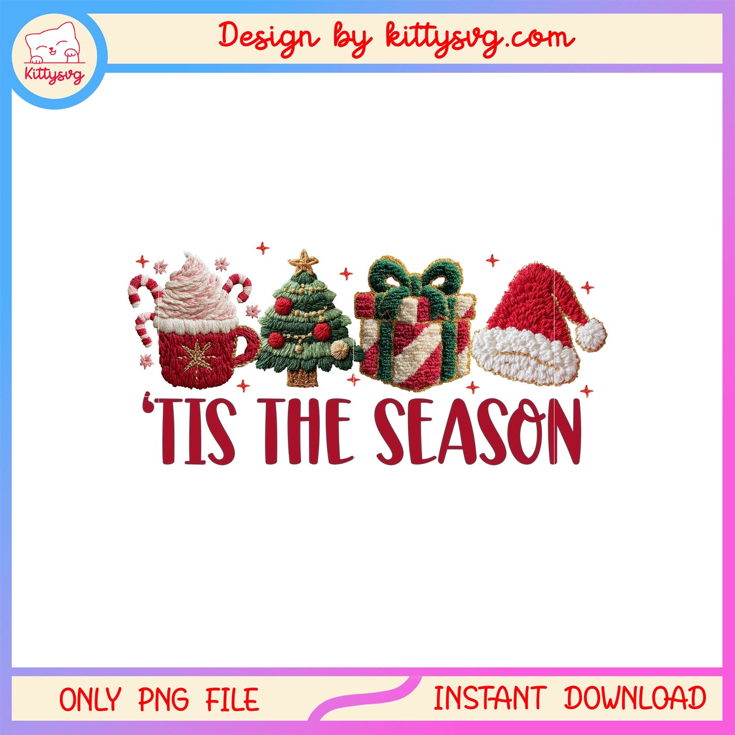 Tis the season christmas patchwork png, christmas ornaments png