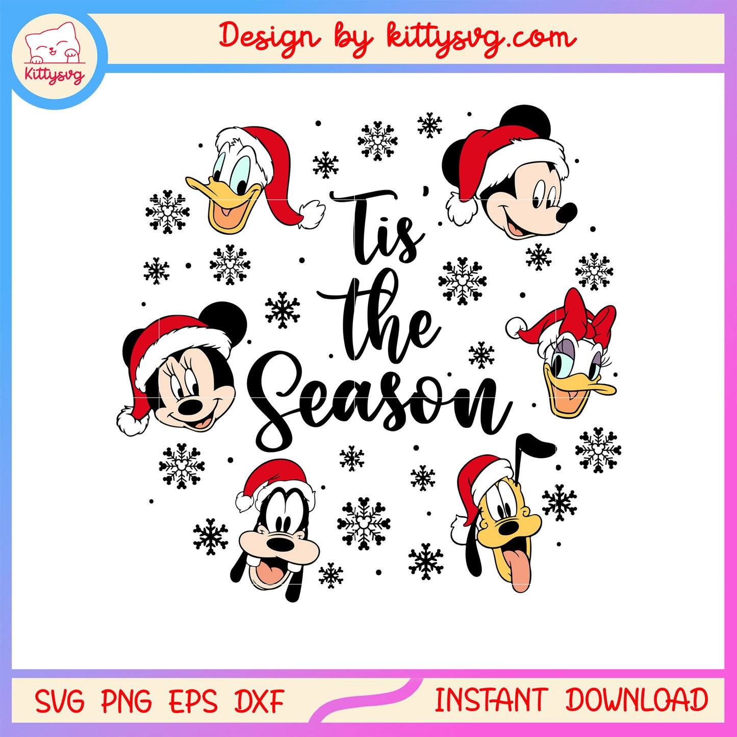 Tis the season mickey cartoon disney face svg, disney walt svg