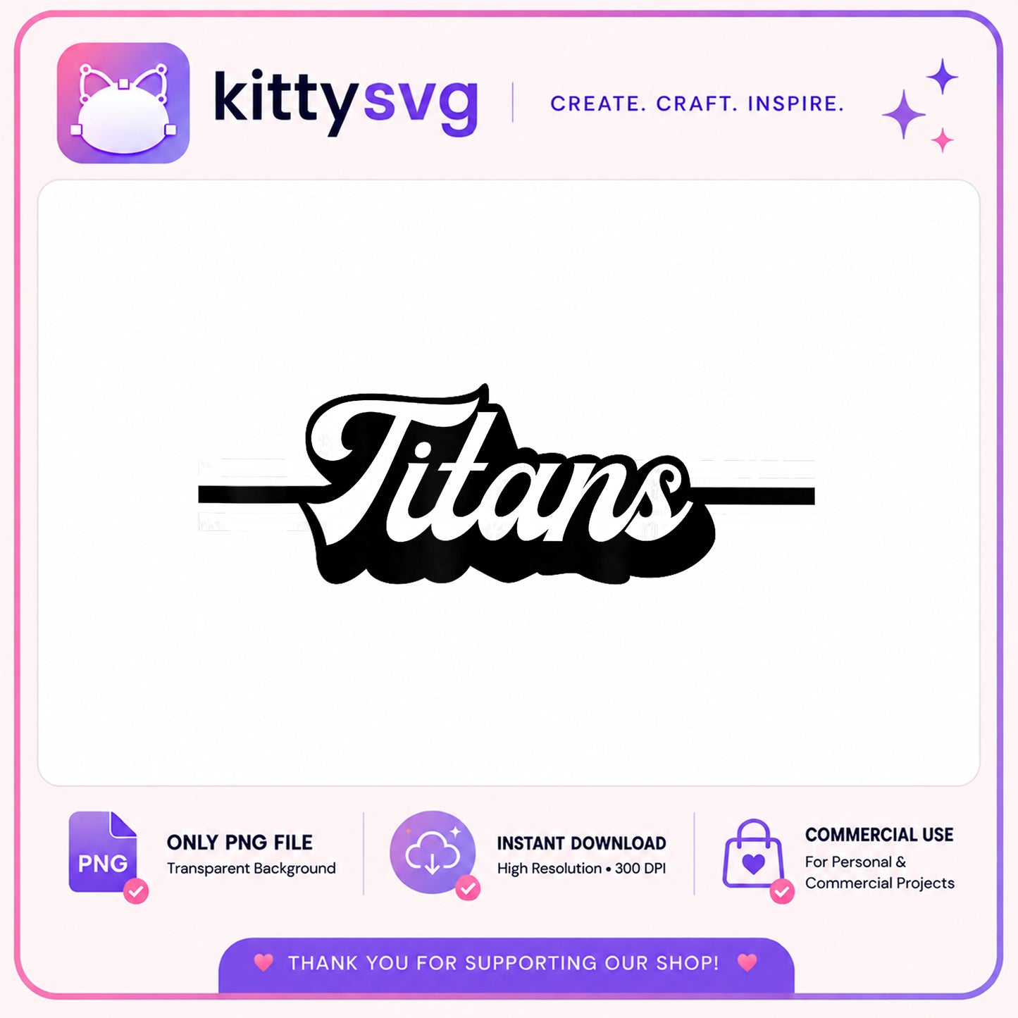 Titans Script PNG, Team Mascot PNG, Titans Wordart PNG