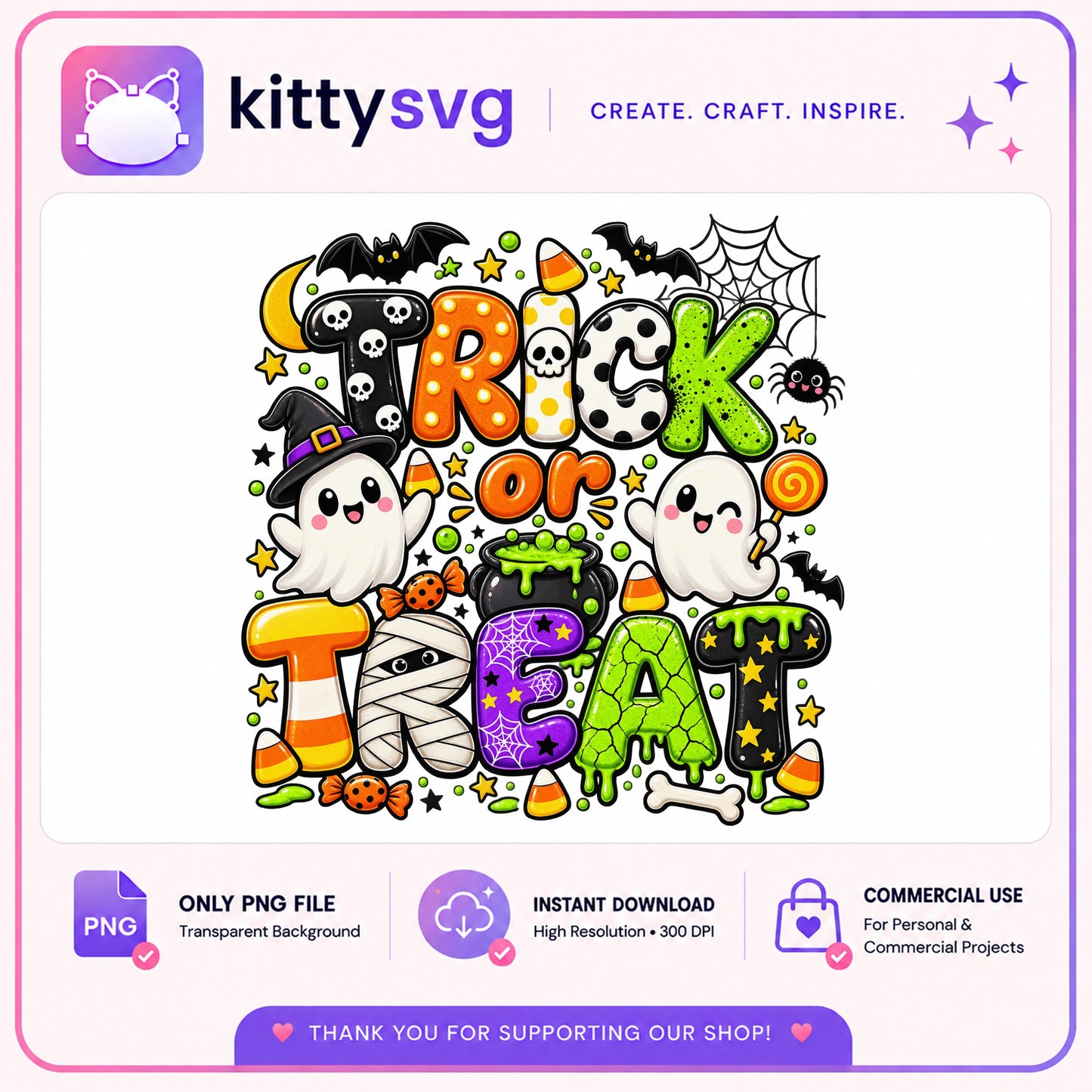 Trick Or Treat Halloween PNG, Cute Ghost Halloween PNG, Spooky PNG