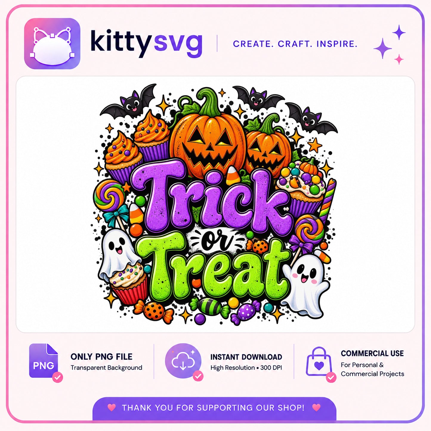 Trick Or Treat Halloween PNG, Halloween Candy Ghost PNG, Pumpkin PNG