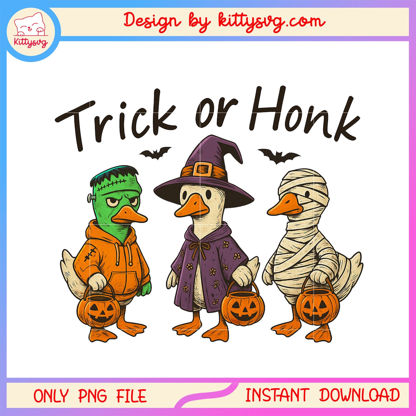 Trick or honk halloween monster goose png, halloween monster png