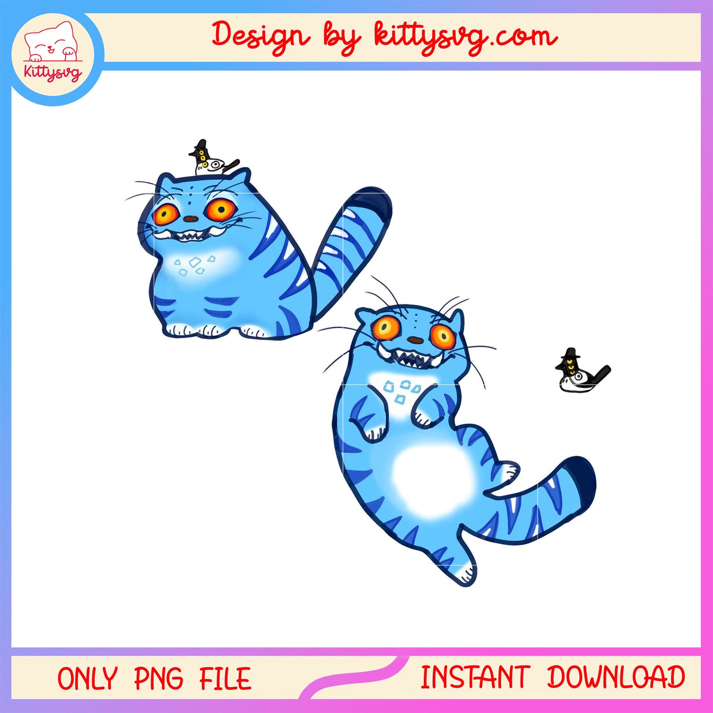 Two demon derpy tiger and crow png, kpop merch png, movie png