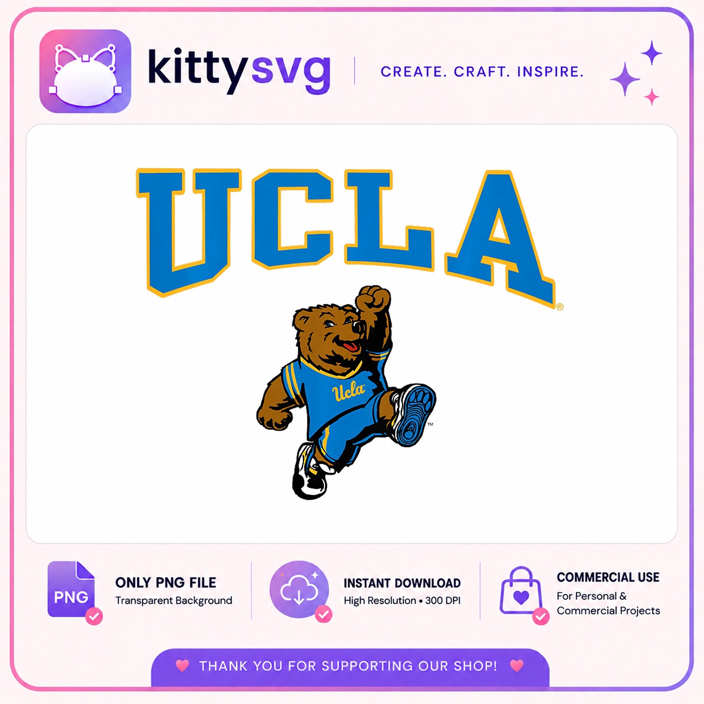 UCLA Bruins Mascot PNG, College Football Bear PNG, Team Logo PNG