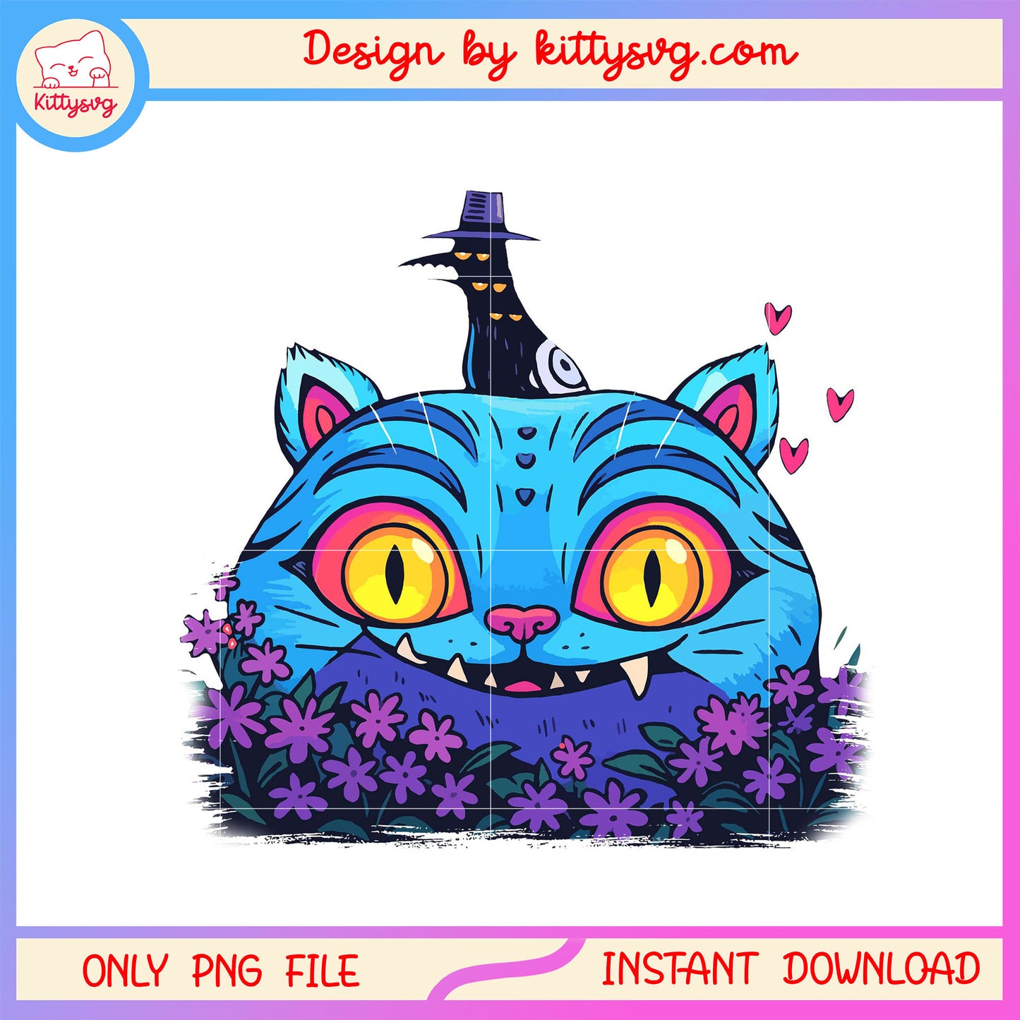 VIntage floral derpy tiger and crow design png, demon tiger png