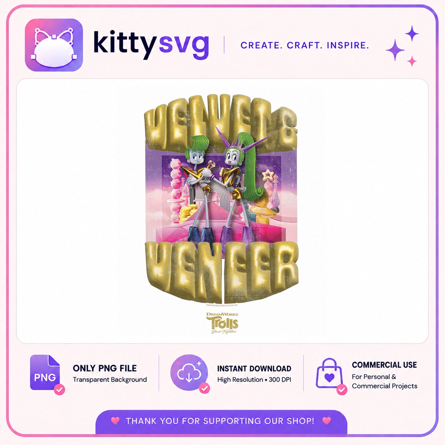 Velvet And Veneer Trolls Band Together PNG, Trolls PNG, DreamWorks PNG