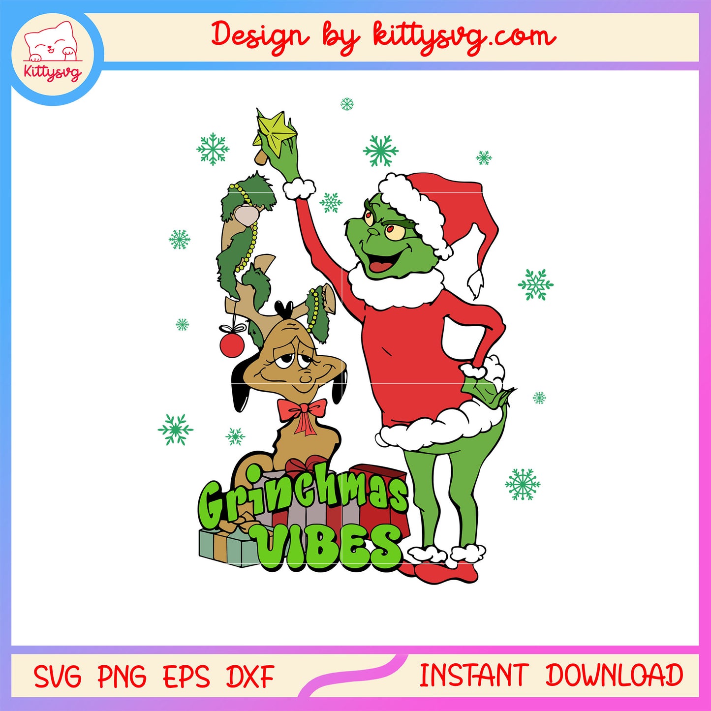 Vintage christmas grinchmas vibes dog svg, grinch decoration svg