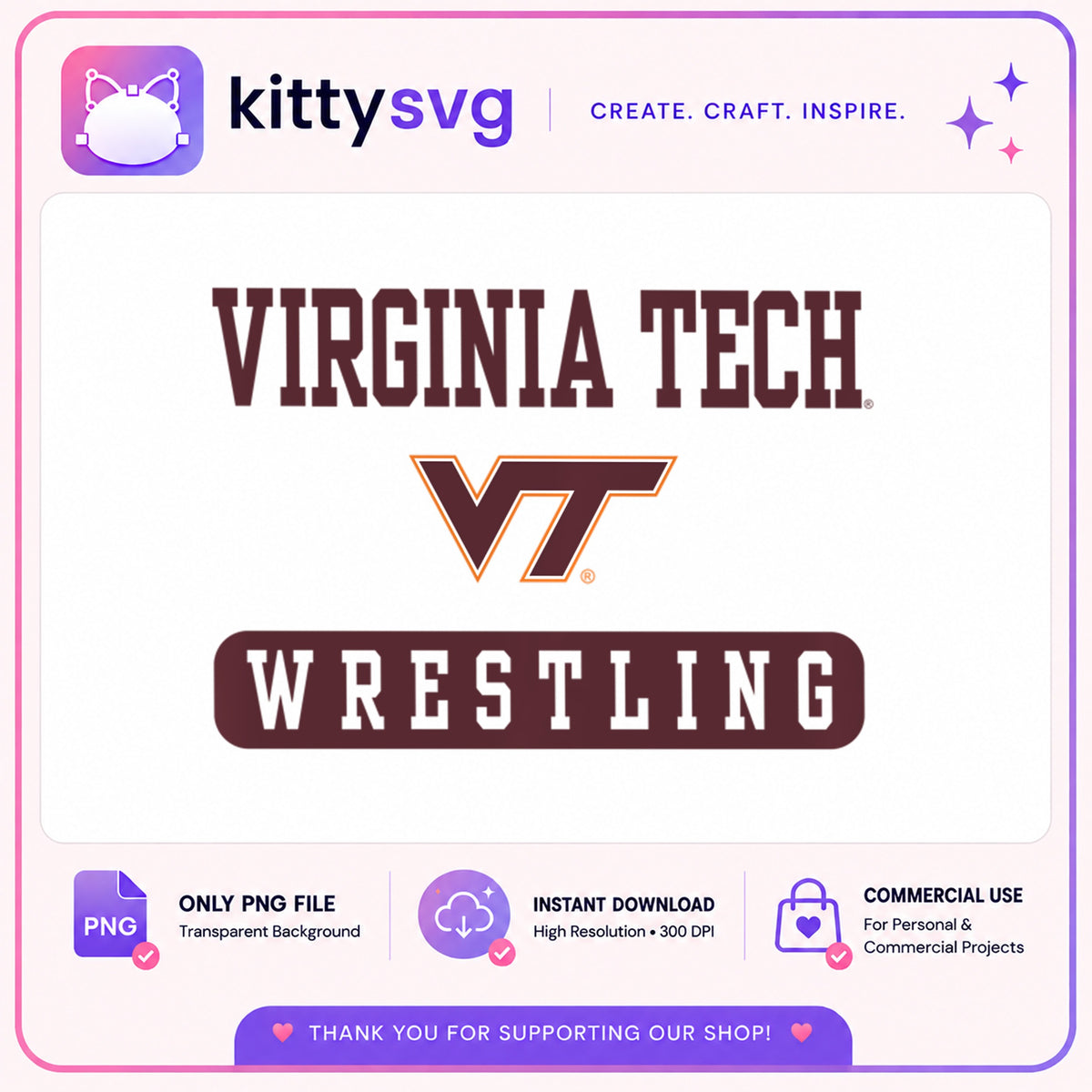 Virginia Tech Wrestling PNG, Hokies Wrestling PNG, VT Logo PNG