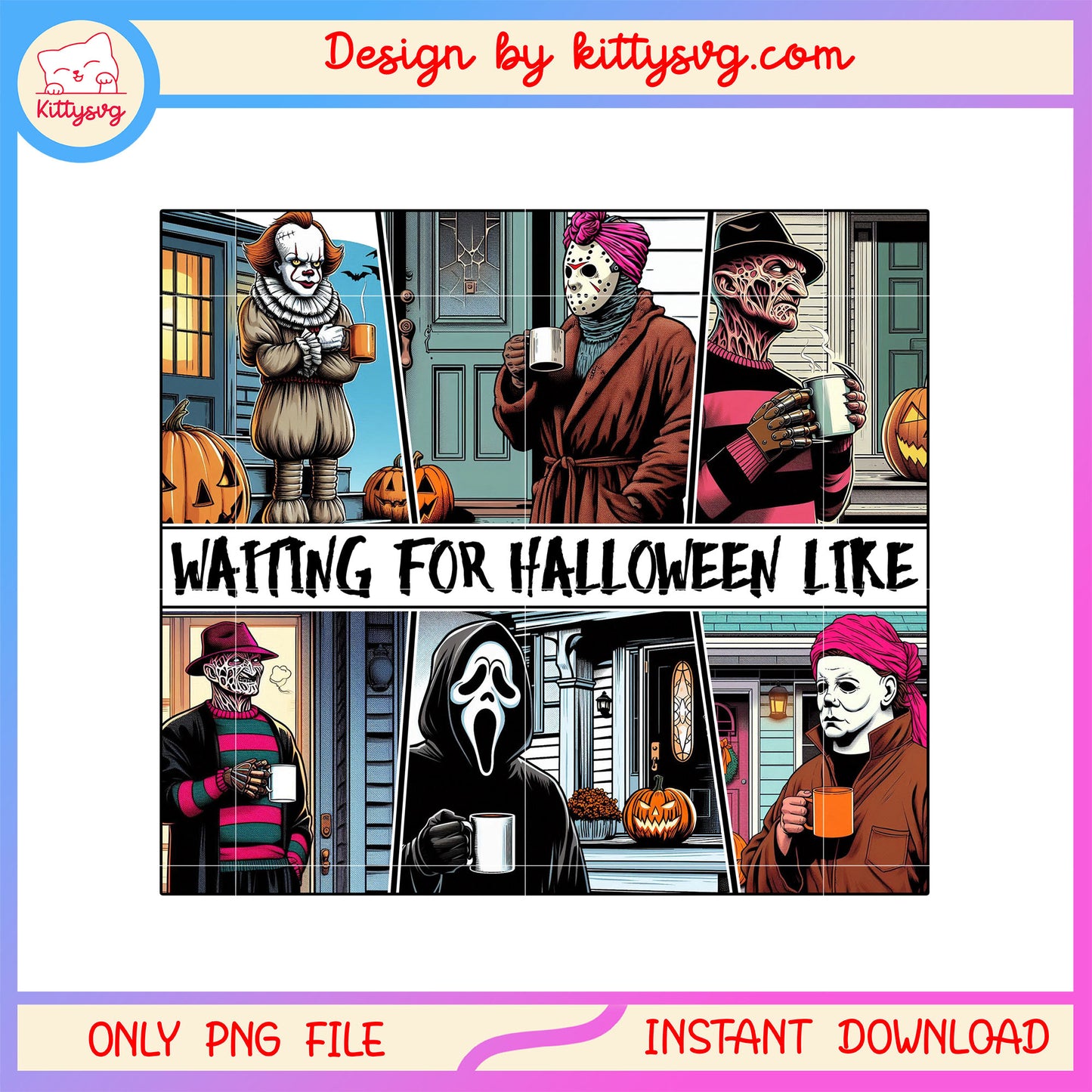 Waiting for halloween like horror characters png, scary halloween png