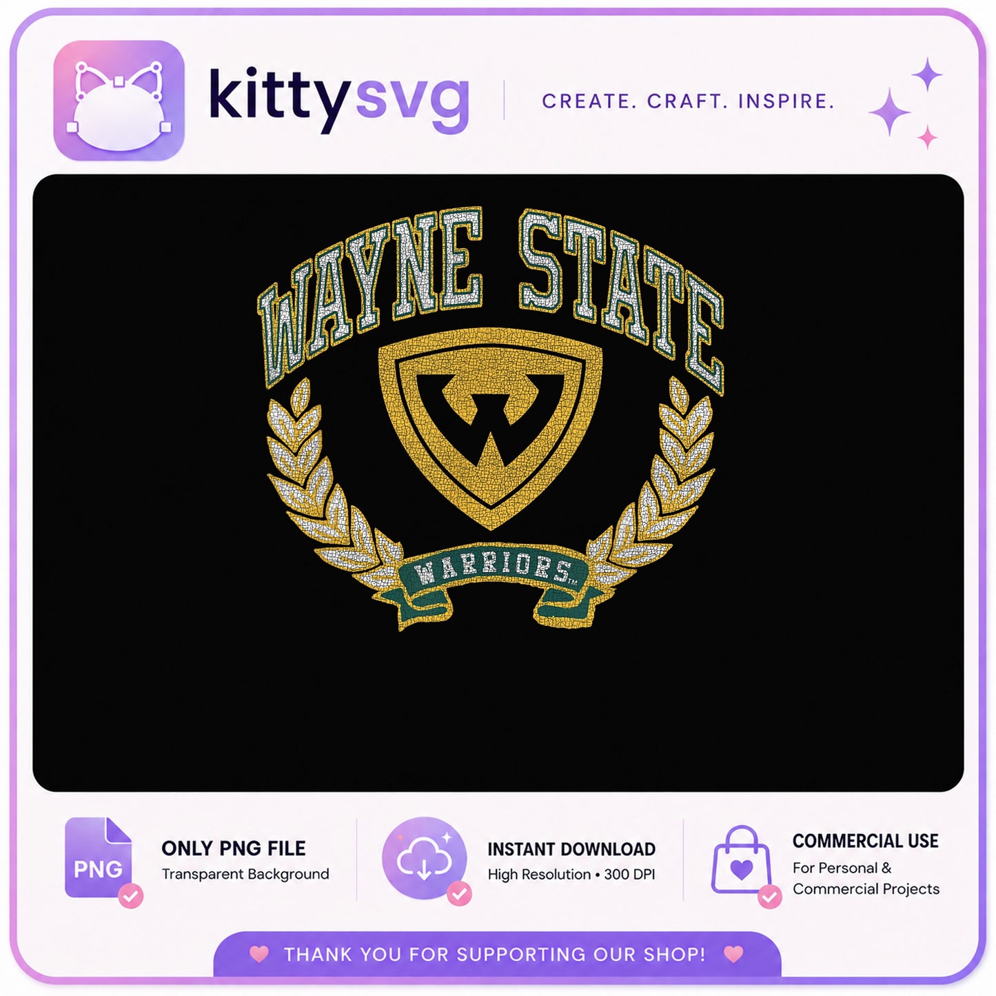 Wayne State Warriors PNG, College Crest PNG, Warriors Team PNG