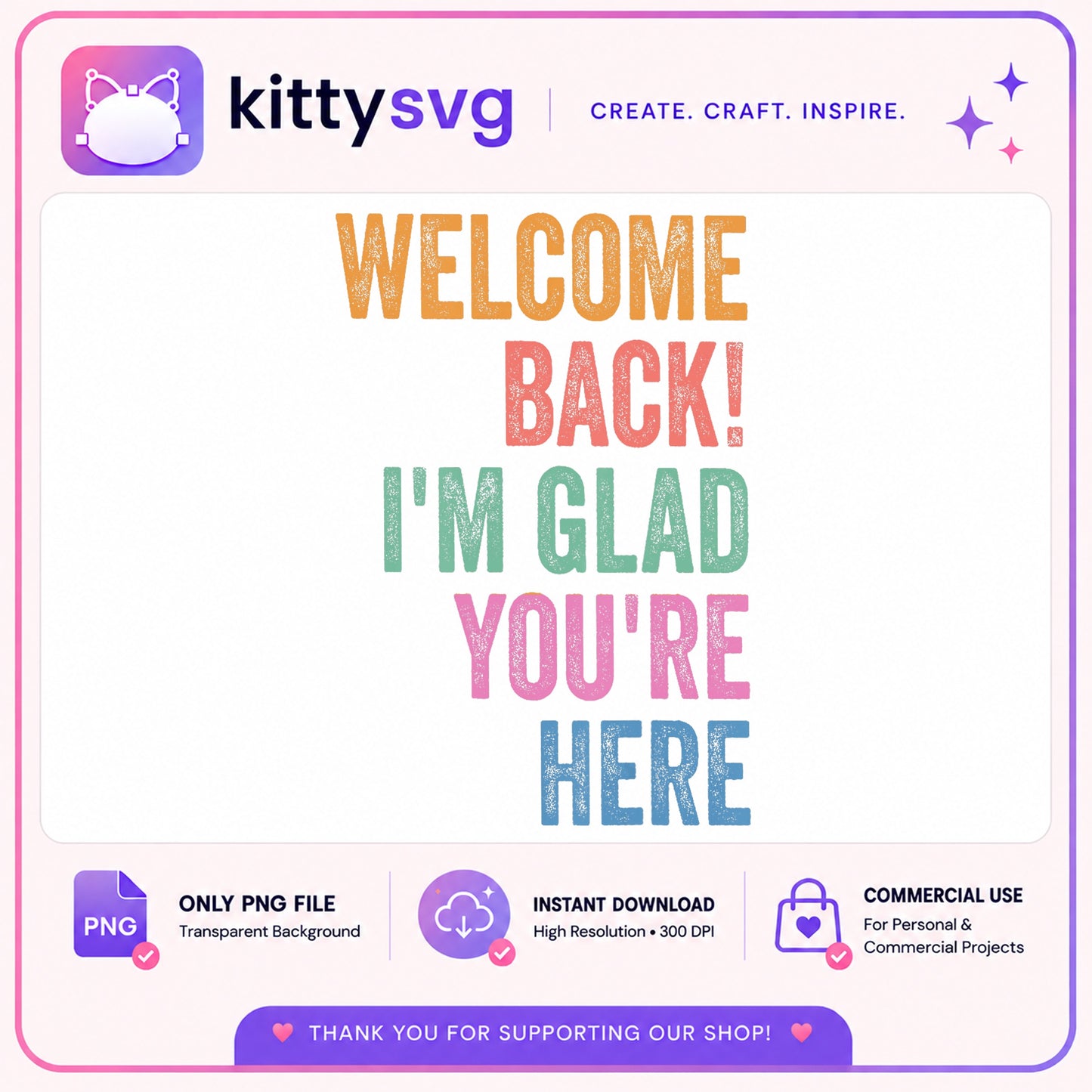 Welcome Back Im Glad Youre Here PNG, Teacher PNG, Retro PNG