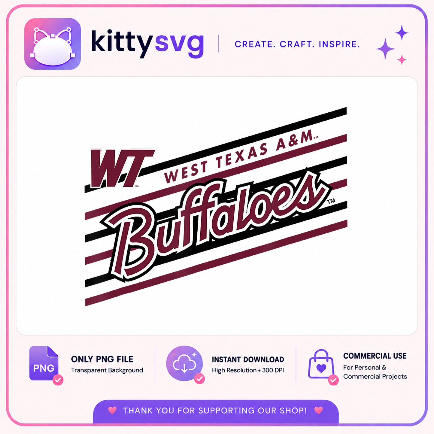 West Texas AM Buffaloes PNG, WT Buffaloes Logo PNG, College PNG