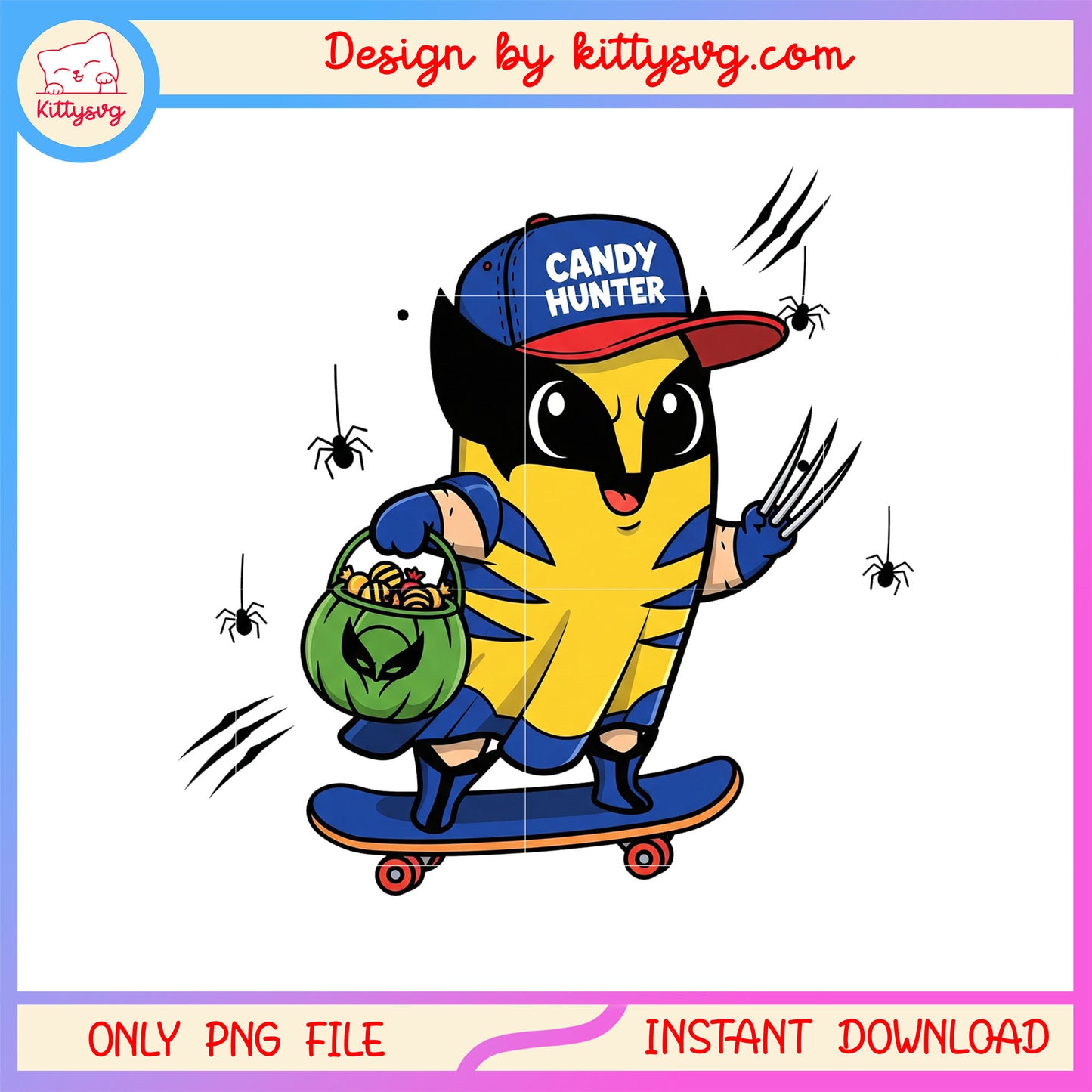 Wolverine skateboard halloween costume png, wolverine halloween png