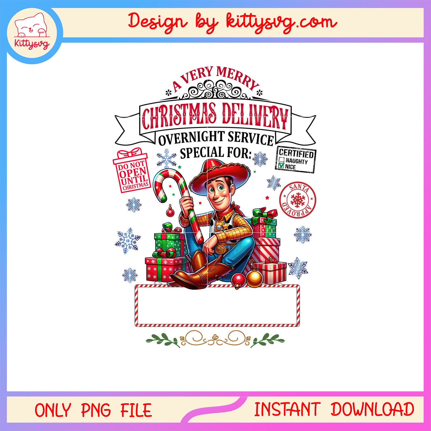 Woody very merry christmas delivery png, toy story woody png